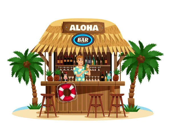 Tropical Bungalow Bar Illustration — Stock Vector