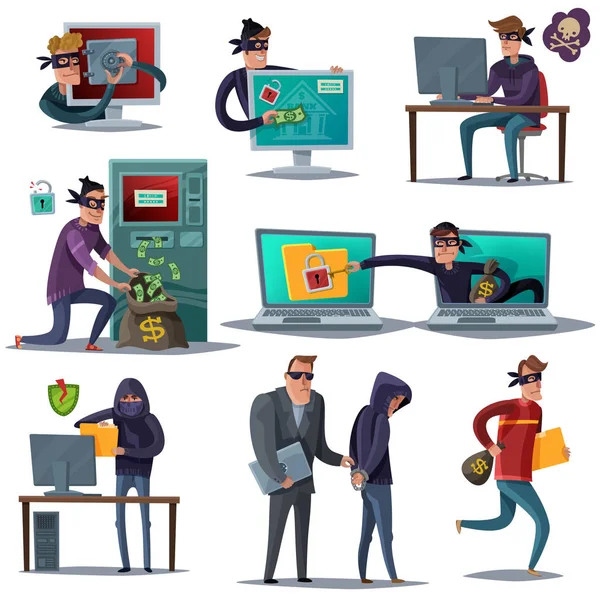 Ensemble de composition de sécurité de pirate Internet — Image vectorielle