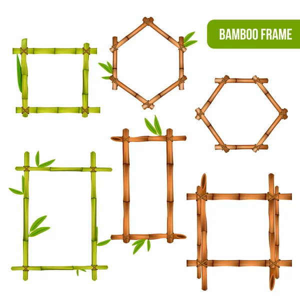 Бамбукові рамки Реалістичний набір — стоковий вектор