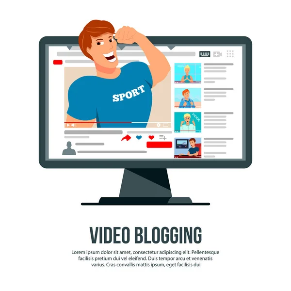 Video Blogging karakter Header — Stockvector
