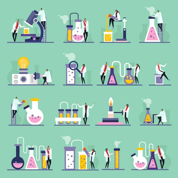 Ícones planos do laboratório de ciência —  Vetores de Stock