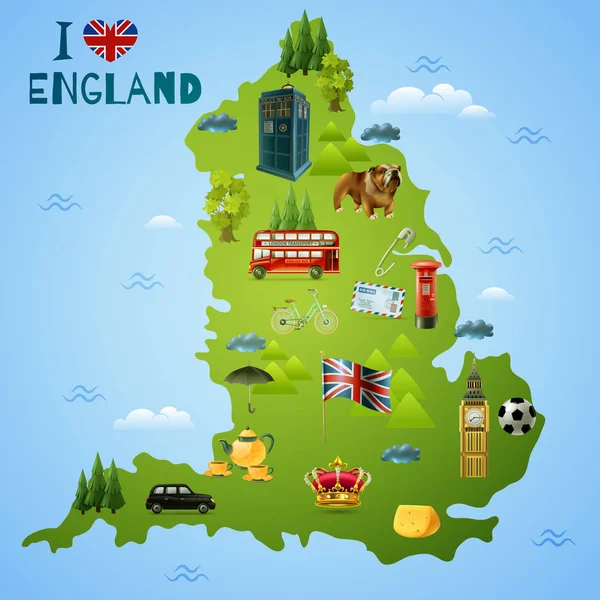 Carte de voyage pour l'Angleterre Illustration — Image vectorielle