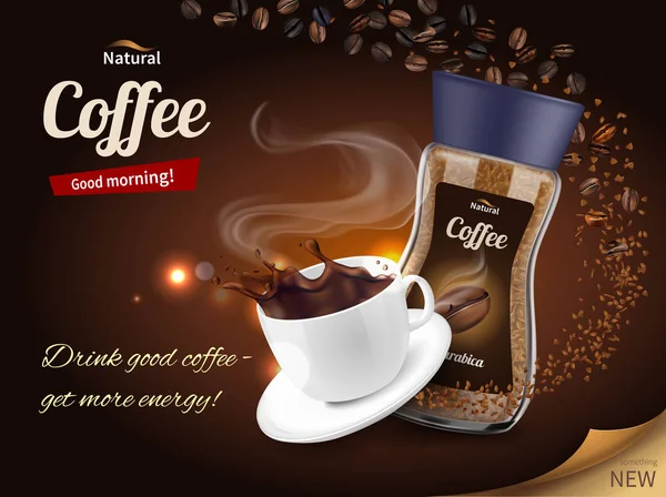 Kaffe annons realistiska sammansättning — Stock vektor