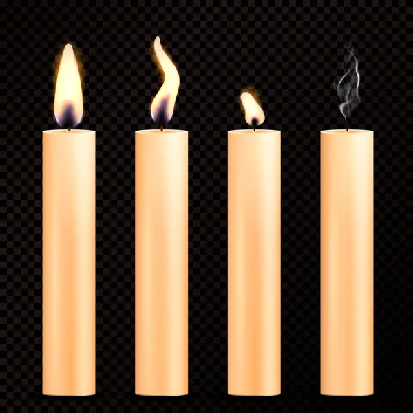 Velas ardientes conjunto realista — Vector de stock