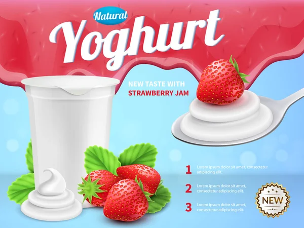 Yoghurt realistische samenstelling — Stockvector