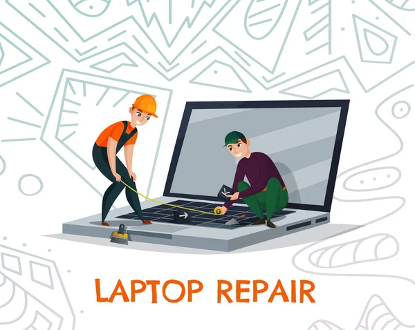 Иллюстрация ремонта ноутбуков — стоковый вектор