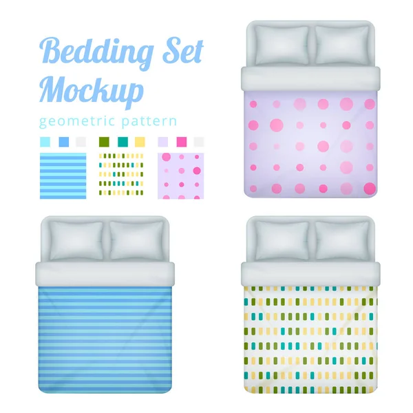 Queen Bed Patterns Set — Vetor de Stock