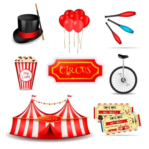 Conjunto de elementos de circo itinerante —  Vetores de Stock