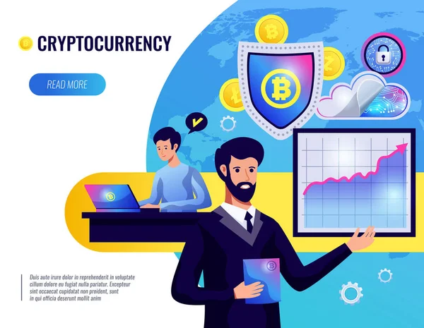 Cryptocurrency vektoros illusztráció — Stock Vector