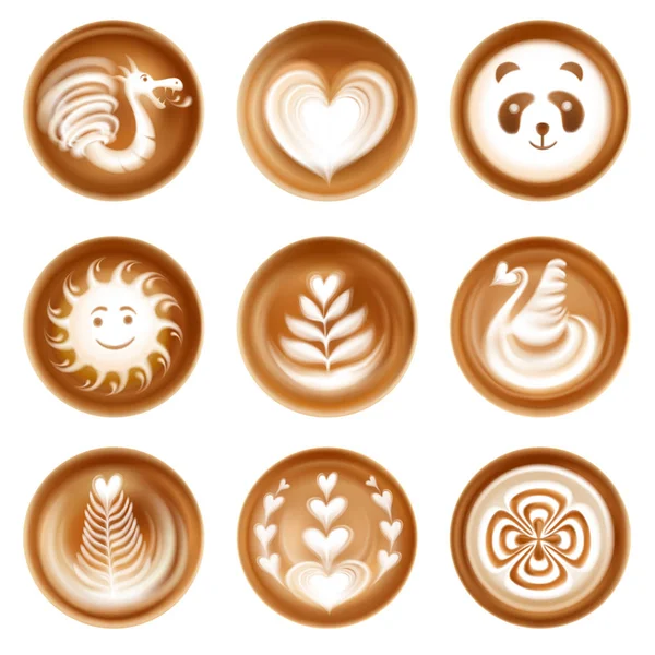 Latte Art Set — Stock Vector