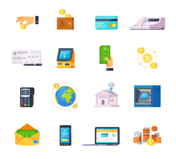 Iconos de Tecnología Financiera — Vector de stock