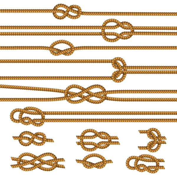 Ropes Knots Realistic Set — Stock Vector