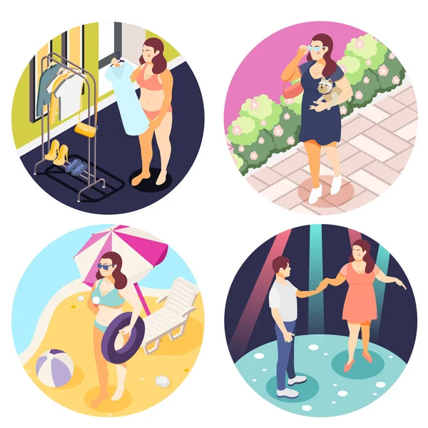 Large Size People Isometric Concept — Stock Vector