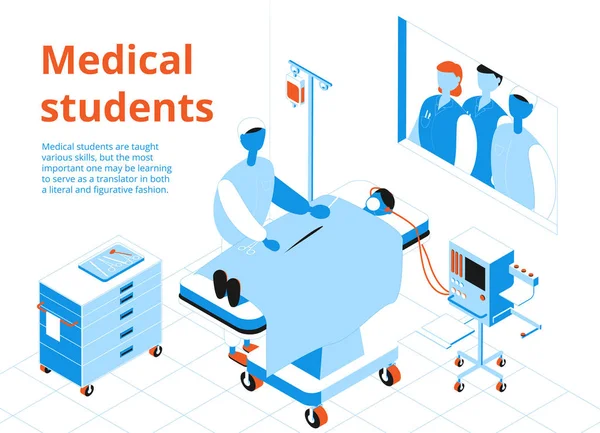 Medical Students Isometric Illustration — Stock Vector