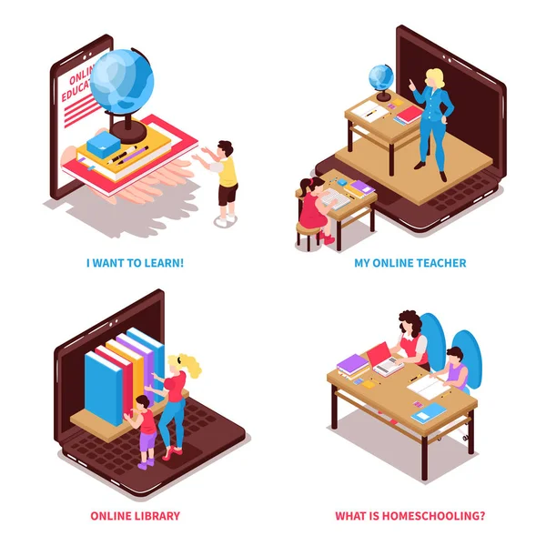 Accueil Schooling Concept Icônes Set — Image vectorielle