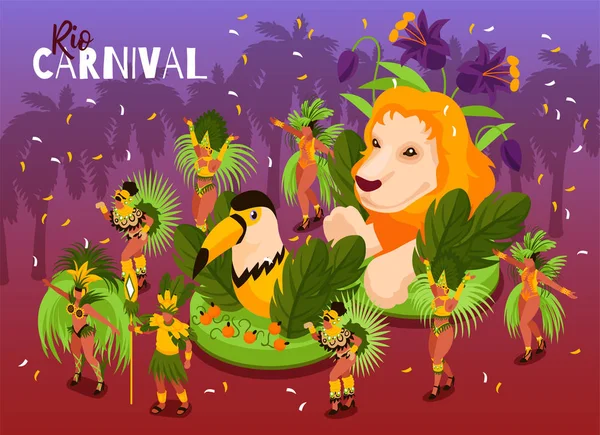 Manifesto isometrico del Carnevale brasiliano — Vettoriale Stock