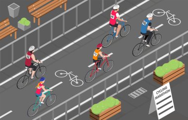 Bisiklet Maratonu Isometric Illustration