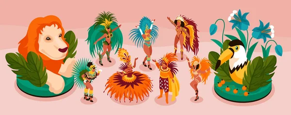 Carnaval Brasileiro Conjunto Estreito —  Vetores de Stock