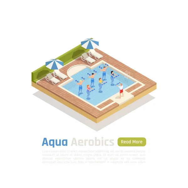 Aqua Aerobics Isometric Composition — Stock Vector