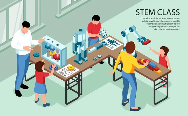 STEM Clase Antecedentes isométricos — Archivo Imágenes Vectoriales