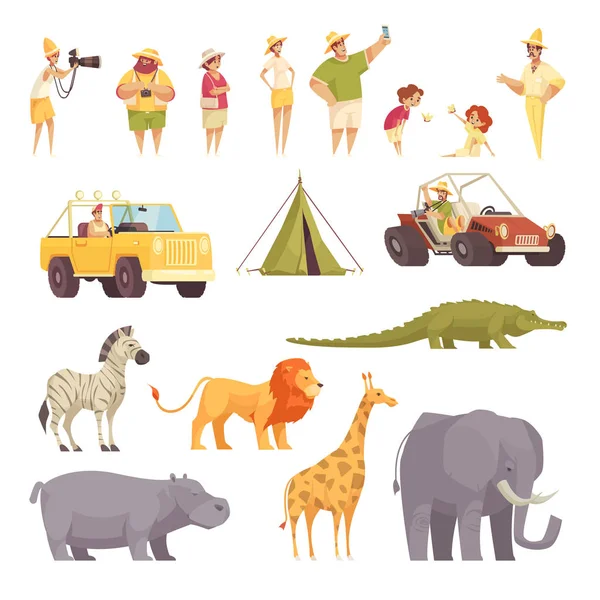 Ensemble d'icônes de voyage Safari — Image vectorielle