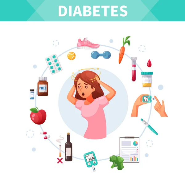 Diabetes Cartoon Concept — Stockový vektor