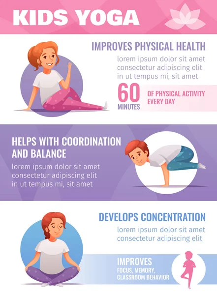 Ensemble d'infographie de yoga pour enfants — Image vectorielle