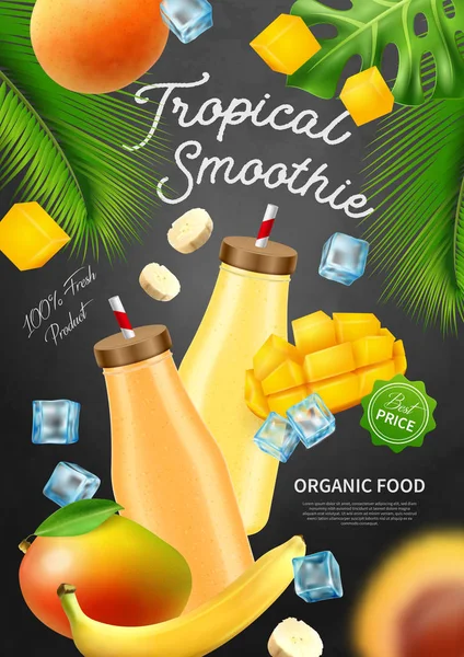 Tropical Smoothie Advertising Poster — Stock Vector