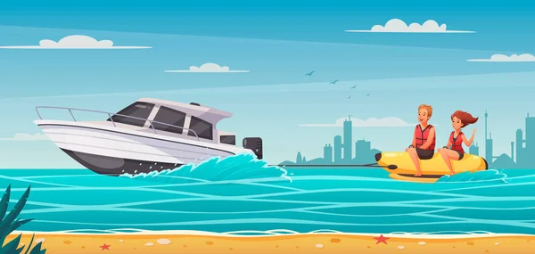 Deportes acuáticos fondo de dibujos animados — Vector de stock