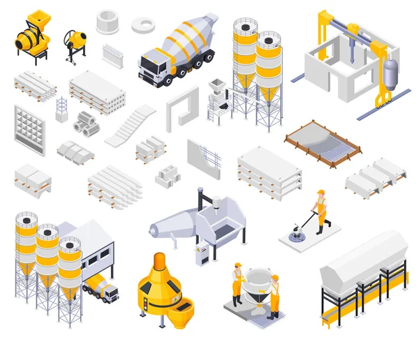 Concrete Production Icons Collection — Stock Vector