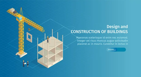 建物の建設｜バナー — ストックベクタ