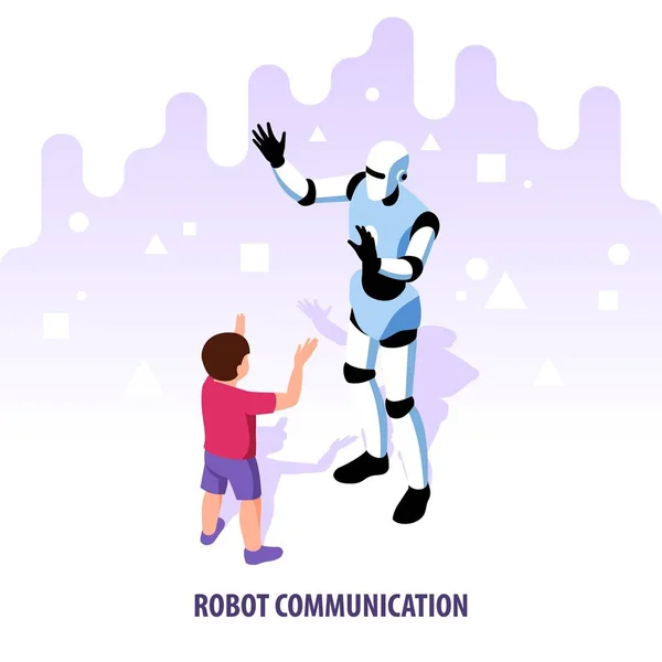 Composición de comunicación isométrica del robot — Vector de stock