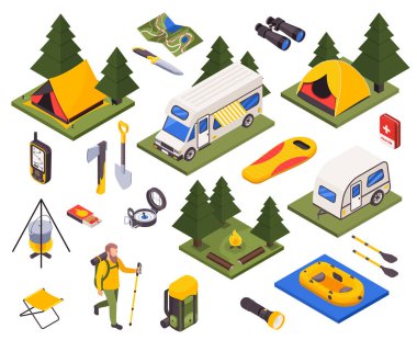 Isometric Kamp Yürüyüşü Seti