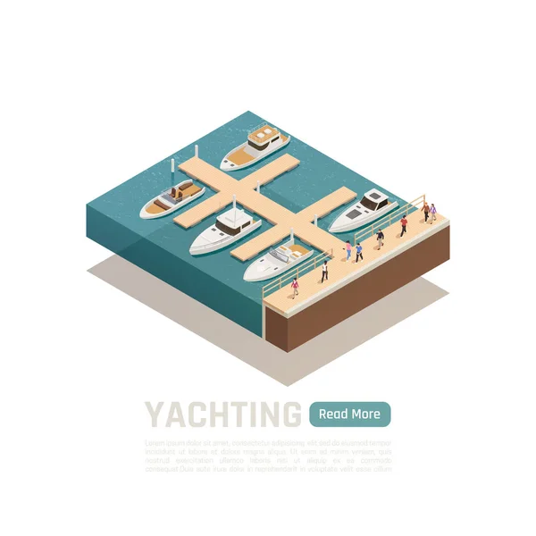 Yachting Isométrico Composición de color — Archivo Imágenes Vectoriales