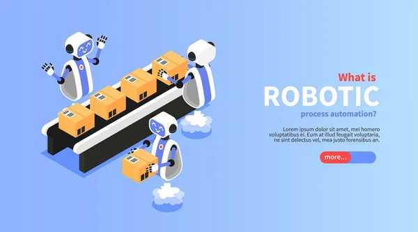 Robotik Süreç Isometric Posteri — Stok Vektör