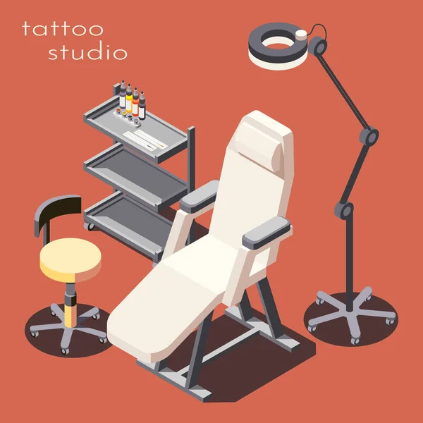 Studio tatuażu Isometric tle — Wektor stockowy