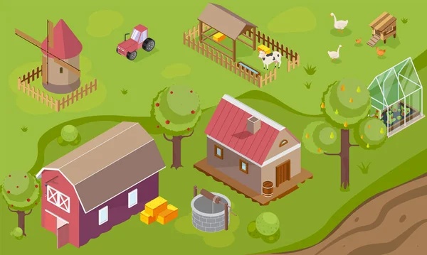 Countryside Isometric Background — ストックベクタ