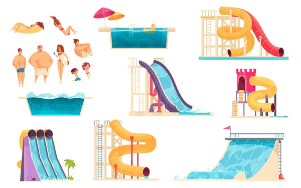 Aqua Park Comics Set — Vetor de Stock