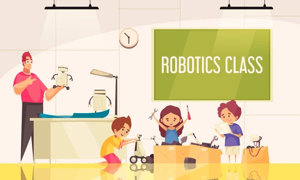 Robotics Class Illustration — Stock Vector