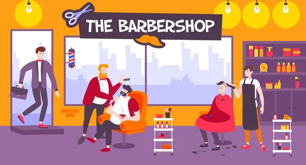 Barbería Ilustración horizontal — Archivo Imágenes Vectoriales