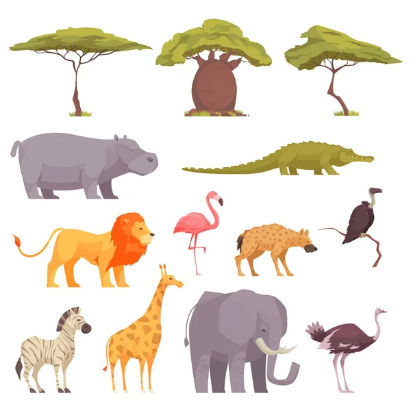 Safari Flora Fauna  Set — Stock Vector