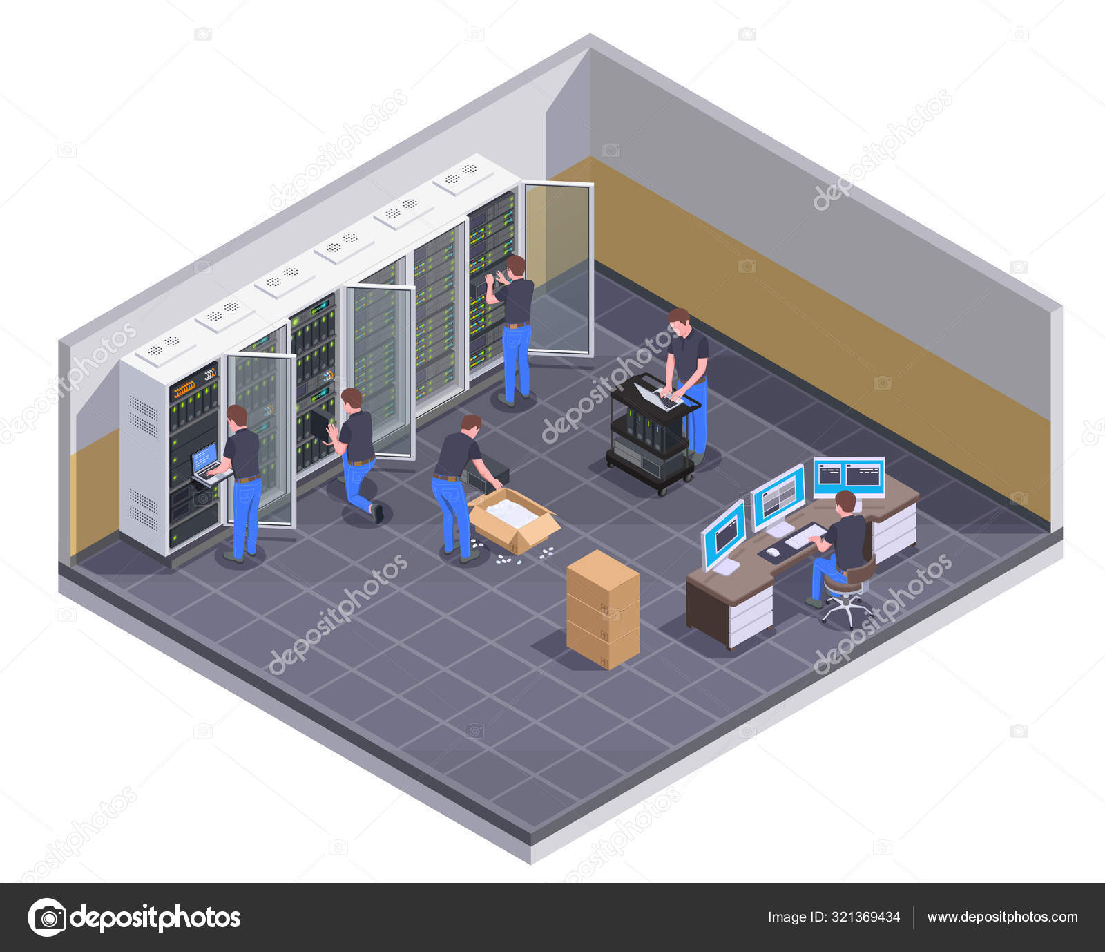 Data Center Isometric View Stock Vector Image By C Macrovector