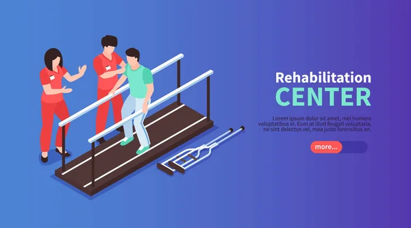 Clinical Rehabilitation Isometric Banner — Stock Vector