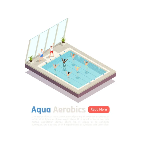 Aqua aerobik izometrické složení — Stockový vektor