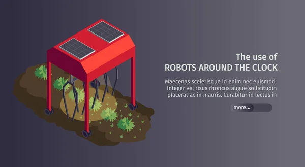 Plantación de robots Banner isométrico — Archivo Imágenes Vectoriales