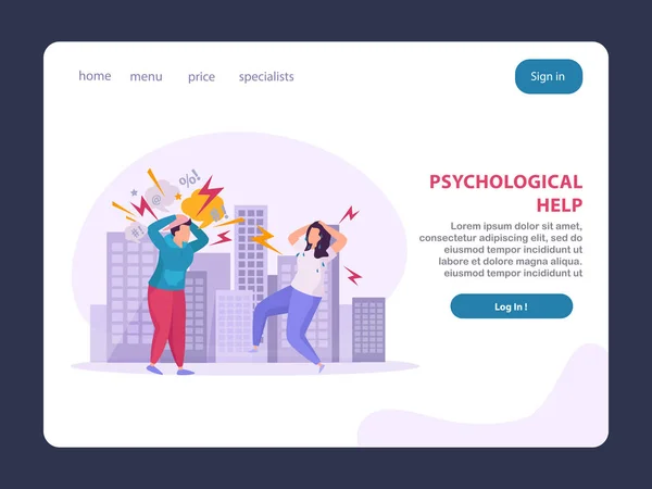 Psychological Help Flat Landing Page — Stock Vector