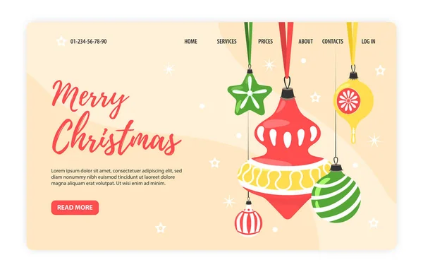 Kerstspeelgoed Retro Banner — Stockvector