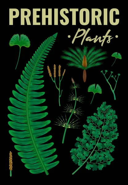 Plantes préhistoriques Contexte vertical — Image vectorielle