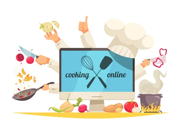 Cooking Online Concept — Stock Vector