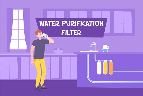 Composición de purificación de agua doméstica — Archivo Imágenes Vectoriales